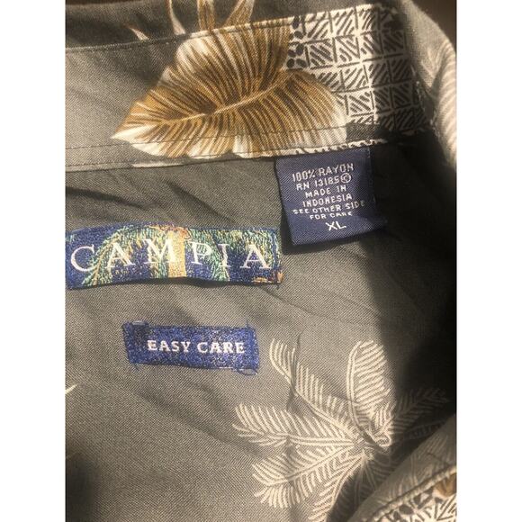 Campia Shirt Style Hawaiana 100% Rayón Size XL Easy Care Floral - Picture 3 of 5